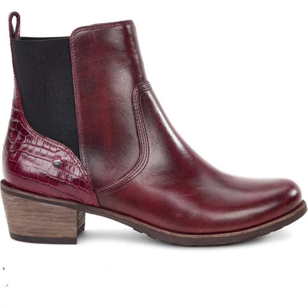 UGG Red Leather Keller Croco Chelsea Ankle Boots size 8
